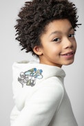 Alvin Kids' Hoodie - Kids' beige cotton hoodie with photoprint