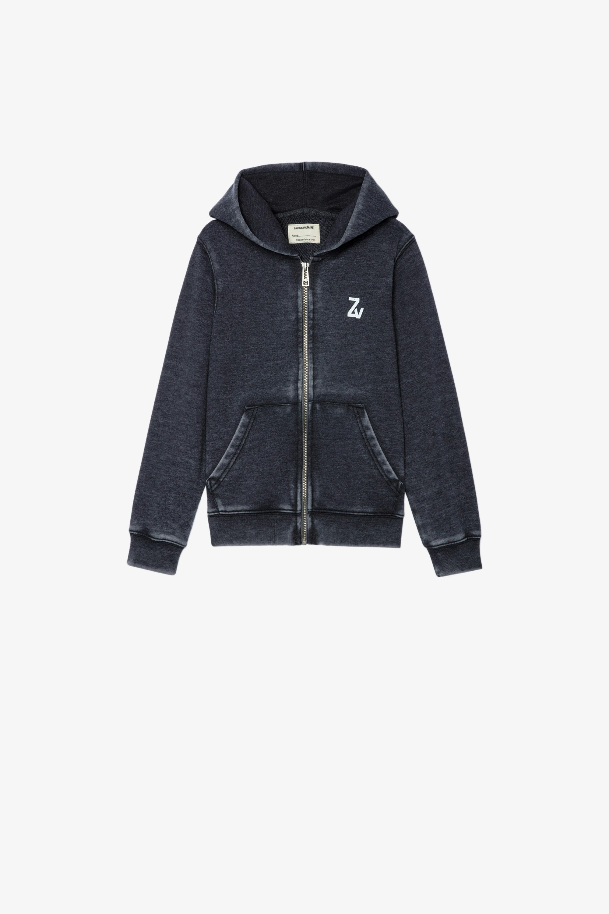 Ghost Kids' Sweatshirt Kids’ zip-up hoodie in grey marl cotton with photoprint