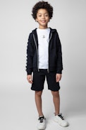 Felpa Ghost Junior - Felpa con zip e cappuccio in cotone blu navy con gallone stampato sui lati - Junior