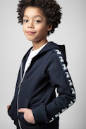 Felpa Ghost Junior - Felpa con zip e cappuccio in cotone blu navy con gallone stampato sui lati - Junior