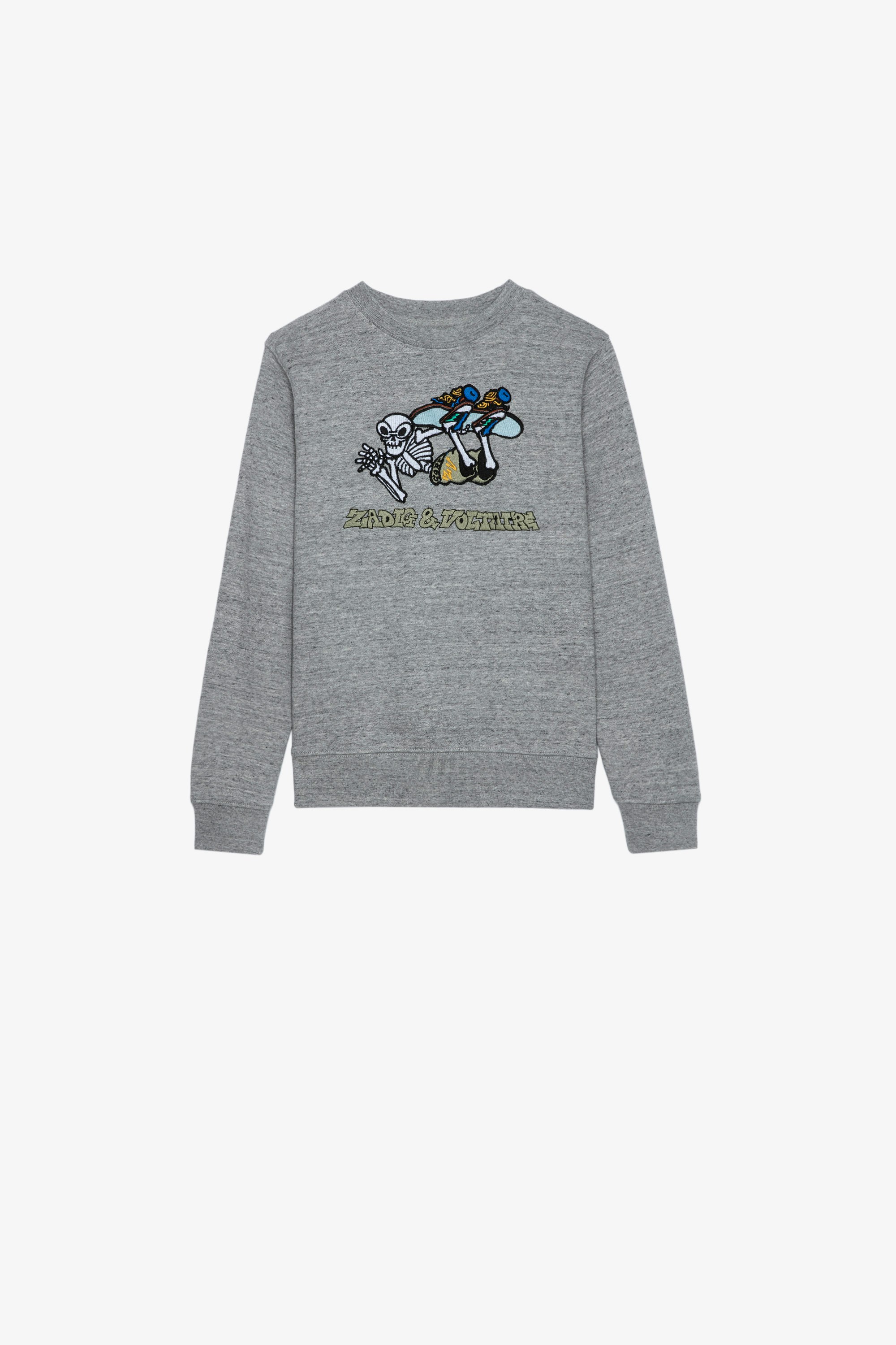 Kinder-Sweatshirt Simba Kinder-Sweatshirt aus grauer Baumwolle mit einem Motiv von Core Cho