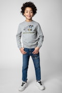 Felpa Simba Junior - Felpa in cotone grigio con motivo Core Cho ricamato - Junior