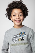 Felpa Simba Junior - Felpa in cotone grigio con motivo Core Cho ricamato - Junior
