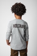 T-shirt Kita Junior  - T-shirt grigia in cotone a maniche lunghe decorata con stampa iconica - Junior