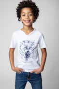Boxer Children’s T-Shirt - Children’s white cotton short-sleeve Henley T-shirt