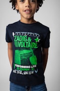 Camiseta Kita Infantil  - Camiseta azul marino de algodón de manga corta infantil con estampado característico