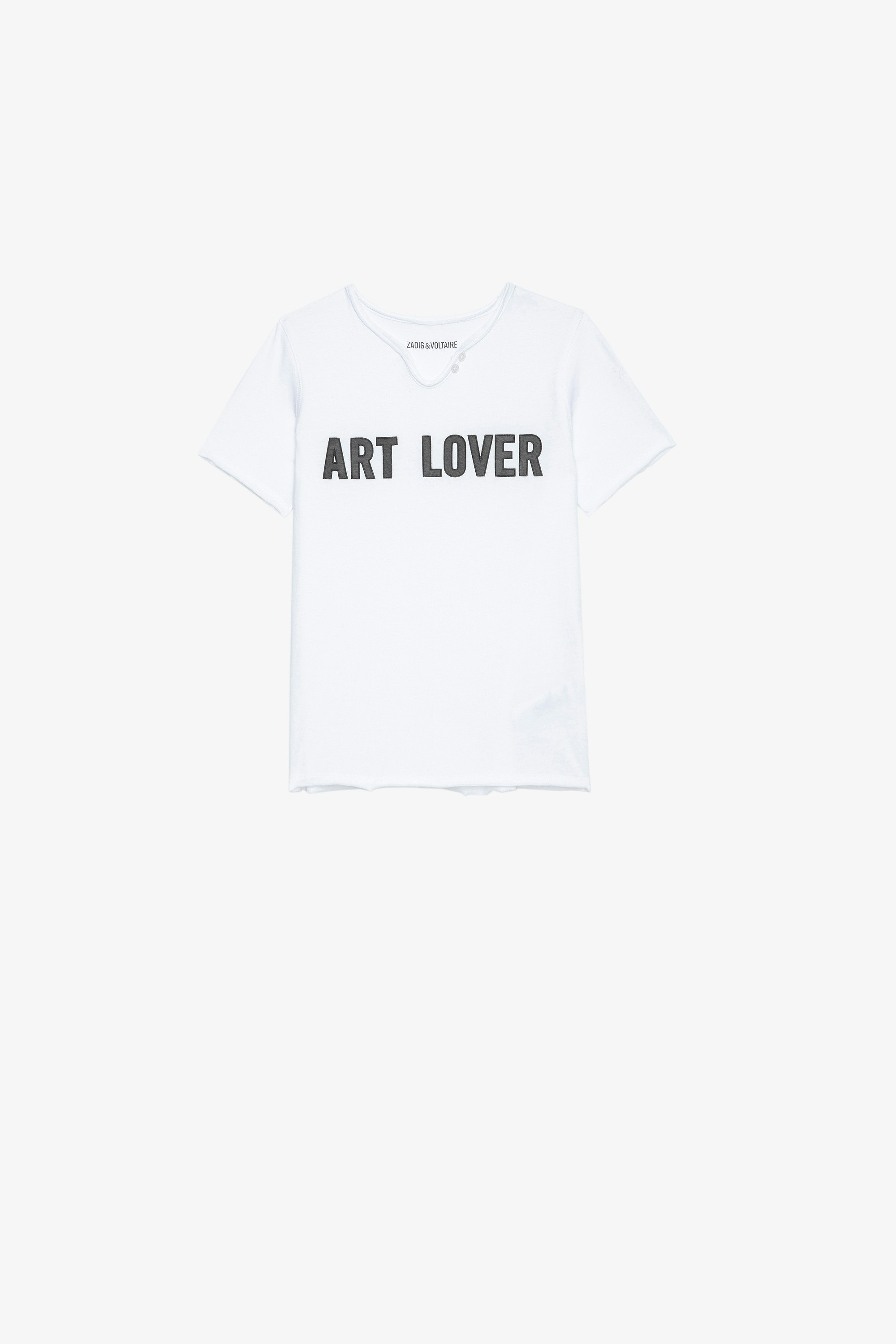Camiseta Boxer Infantil Camiseta de punto de algodón de manga corta infantil con mensaje «Art lover»