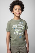 T-shirt Kita Boxo Enfant - T-shirt en coton kaki à manches courtes muni du blason et motif Core Cho sur le devant Enfant