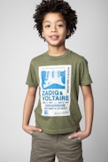Kita Boxo Kids' T-shirt - Kids’ short-sleeve T-shirt in green cotton jersey with print