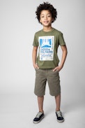 Kita Boxo Kids' T-shirt - Kids’ short-sleeve T-shirt in green cotton jersey with print