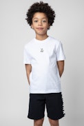 Kita Kids' T-shirt - Kids’ short-sleeve white cotton T-shirt with motifs on the front and back