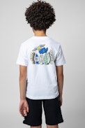 Kita Kids' T-shirt - Kids’ short-sleeve white cotton T-shirt with motifs on the front and back