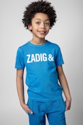 Kita Kids' T-shirt - Kids’ short-sleeve T-shirt in blue cotton jersey with ZV signature
