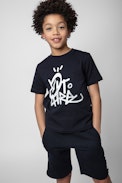Kita Kids' T-shirt - Short-sleeve T-shirt in navy-blue cotton jersey with a Jormi motif on the front