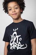 Kita Kids' T-shirt - Short-sleeve T-shirt in navy-blue cotton jersey with a Jormi motif on the front
