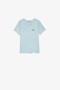 Boxer Kids' T-shirt - Kids’ short-sleeve T-shirt in sky-blue cotton jersey with guitar print, ZV signature and embroidery