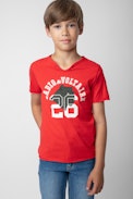 Boxer Boys’ T-Shirt - Boys’ red cotton jersey short-sleeved T-shirt with print.