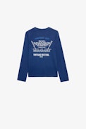 Kita Boys’ T-Shirt - Boys’ blue long-sleeved cotton jersey T-shirt with prints.