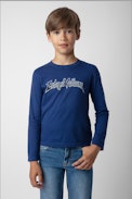 Kita Boys’ T-Shirt - Boys’ blue long-sleeved cotton jersey T-shirt with prints.