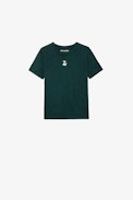 Kita Boys’ T-Shirt - Boys’ dark green short-sleeved cotton jersey T-shirt with ZV print and arrows.
