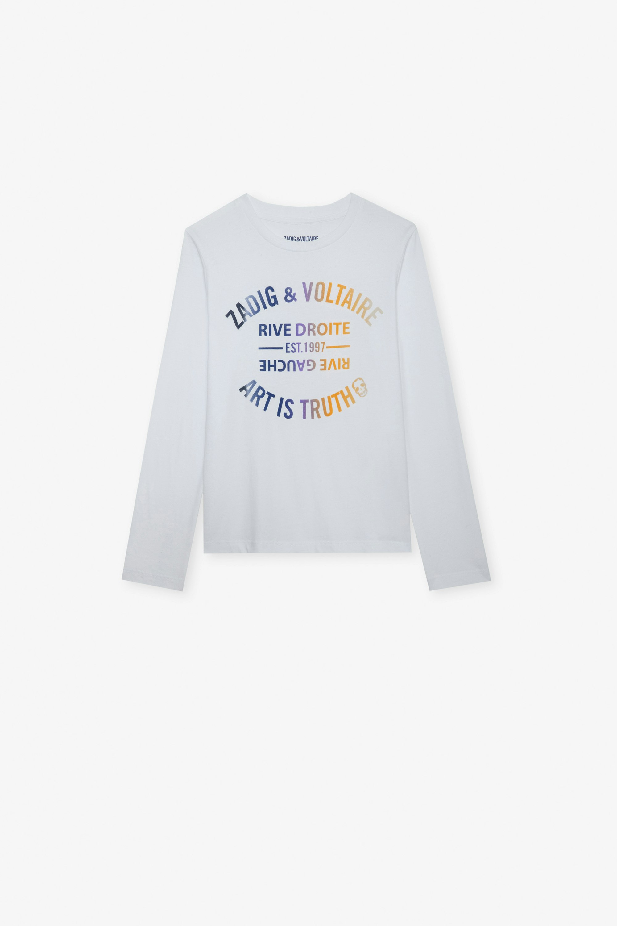 Kita Boys’ T-Shirt Boys’ white long-sleeved cotton T-shirt with insignia.