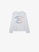 Camiseta Kita Niño - Camiseta blanca de punto de algodón de manga larga con escudo para niño.