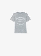 Kita Boys’ T-shirt - Boys’ snow-effect grey cotton jersey T-shirt with short sleeves and insignia.