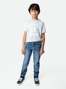 Kita Boys’ T-shirt - Boys’ snow-effect grey cotton jersey T-shirt with short sleeves and insignia.