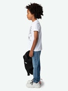Camiseta Kita Niño - Camiseta blanca de punto de algodón ecológico decorada con un estampado para niño.