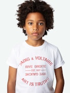 T-shirt Kita Stemma Ragazzo - T-shirt da ragazzo bianca in jersey di cotone biologico decorata con stemma stampato.