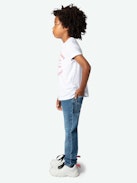 T-shirt Kita Stemma Ragazzo - T-shirt da ragazzo bianca in jersey di cotone biologico decorata con stemma stampato.
