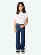 T-shirt Kita Stemma Ragazzo - T-shirt da ragazzo bianca in jersey di cotone biologico decorata con stemma stampato.