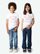 T-shirt Kita Stemma Ragazzo - T-shirt da ragazzo bianca in jersey di cotone biologico decorata con stemma stampato.