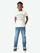 Camiseta Kita Niño - Camiseta de punto de algodón amarillo decorada con un escudo.