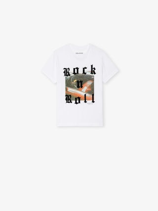 Kita Boy's T-shirt - Short-sleeved t-shirt, round neck, printed photo with flocked "Rock'n'Roll" inscription on the front.