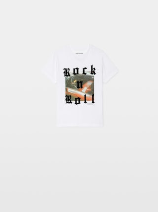 Kita Boy's T-shirt - Short-sleeved t-shirt, round neck, printed photo with flocked "Rock'n'Roll" inscription on the front.