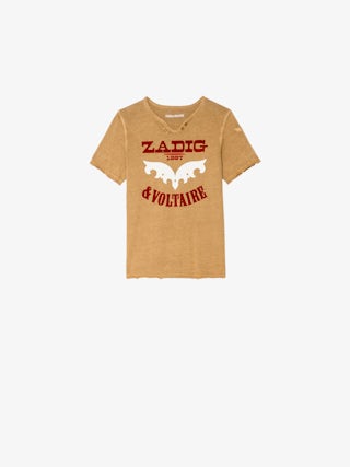 Boxo Boy's Henley T-shirt - Cotton henley t-shirt with printed and flocked illustration on the front.