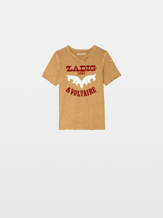 Boxo Boy's Henley T-shirt - Cotton henley t-shirt with printed and flocked illustration on the front.