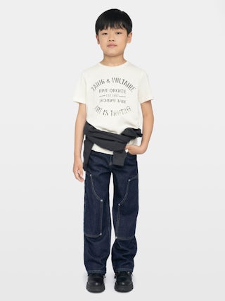Toby Boy's T-shirt - Short-sleeved t-shirt, round neck with rolled edges, print on the front.