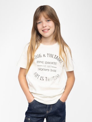 Toby Boy's T-shirt - Short-sleeved t-shirt, round neck with rolled edges, print on the front.
