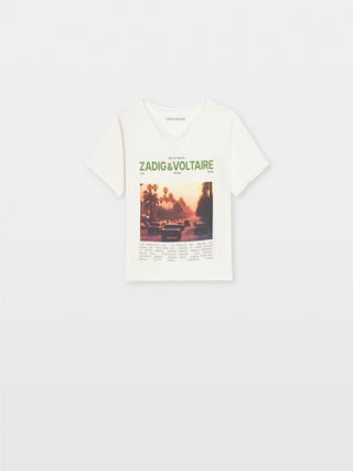 Henley T-shirt Boxo Boy - Short-sleeve Henley T-shirt with photo print and embroidered patches.