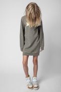 Bella Kids’ Dress - Children’s grey marl cotton fleece dress
