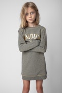 Bella Kids’ Dress - Children’s grey marl cotton fleece dress