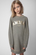 Bella Kids’ Dress - Children’s grey marl cotton fleece dress