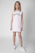 Bliss Kids' Dress - Kids’ sleeveless hoodie dress with “Bonheur” slogan in rhinestones