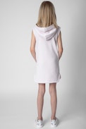 Bliss Kids' Dress - Kids’ sleeveless hoodie dress with “Bonheur” slogan in rhinestones