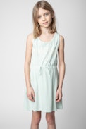 Hildana Kids' Dress - Kids’ light green cotton beach dress with “Amour” slogan in rhinestones
