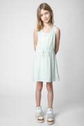 Hildana Kids' Dress - Kids’ light green cotton beach dress with “Amour” slogan in rhinestones