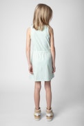 Hildana Kids' Dress - Kids’ light green cotton beach dress with “Amour” slogan in rhinestones