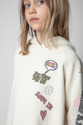 Blake Kids' Dress - Kids' beige cotton hoodie dress with an embroidered Core Cho motif